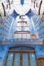 Antonio Gaudi house Casa Batllo interior details Ã¢â¬â inner blue second-level space